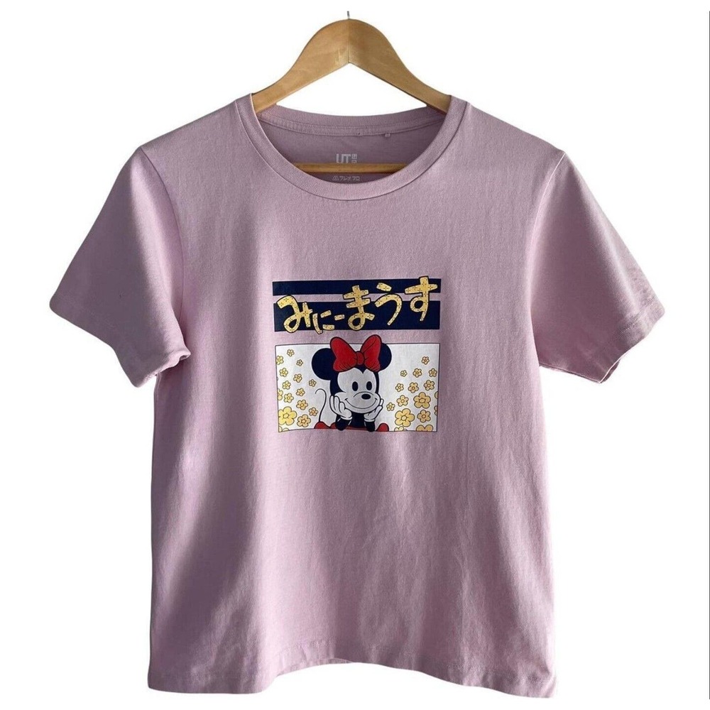 Uniqlo T Shirt Top Womens Mickey Mouse Manga Art Cotton Light Purple Size Small